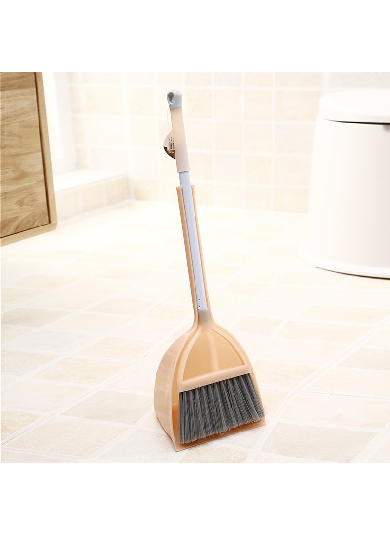 Kids Broom Dustpan Set Home Cleaning Toy Light Orange