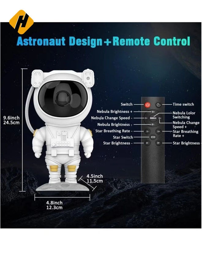 Kids Star Projector Night Light Astronaut LED Projection Lamp for Bedroom, Starry Night Light Projector with Timer,