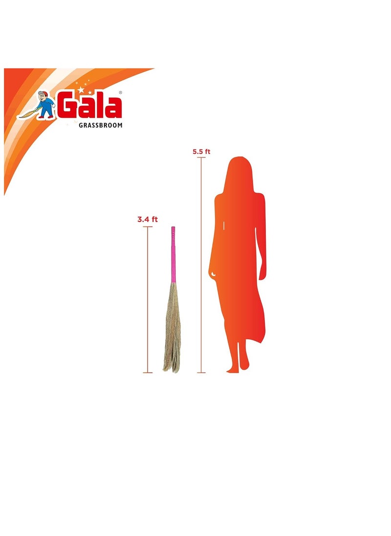 Gala King Kong Grass Floor Broom - Pack Of 1, Pink