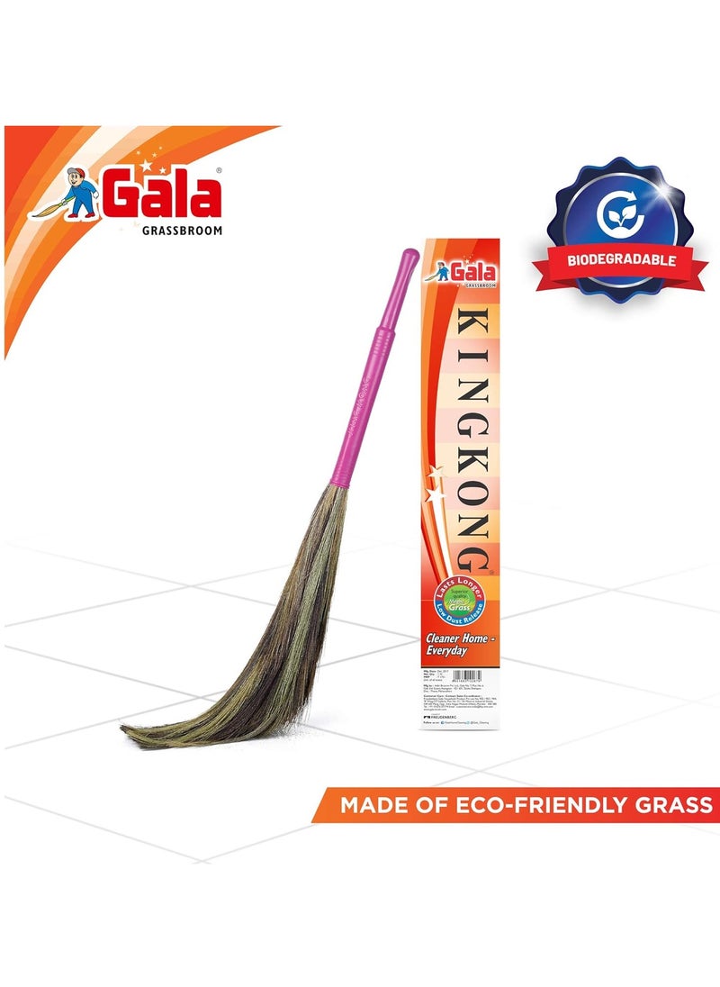 Gala King Kong Grass Floor Broom - Pack Of 1, Pink