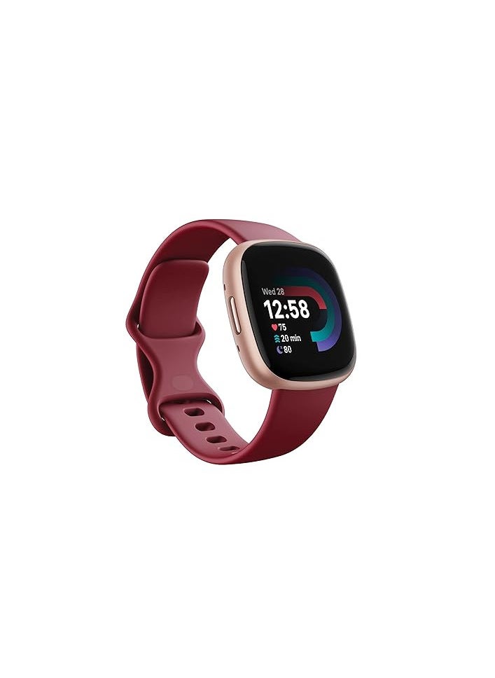 Fitbit Versa 4 Fitness Watch (Beet Juice/Copper Rose Aluminium) with 6-Month Premium Membership