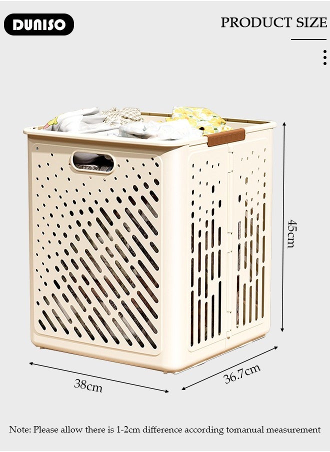 Foldable Plastic Laundry Basket,Large Capacity Dirty Clothes Basket with Handles Easy to Lift,Rectangular Laundry Hamper Waterproof Dirty Clothes Organizer for Bathroom Washroom