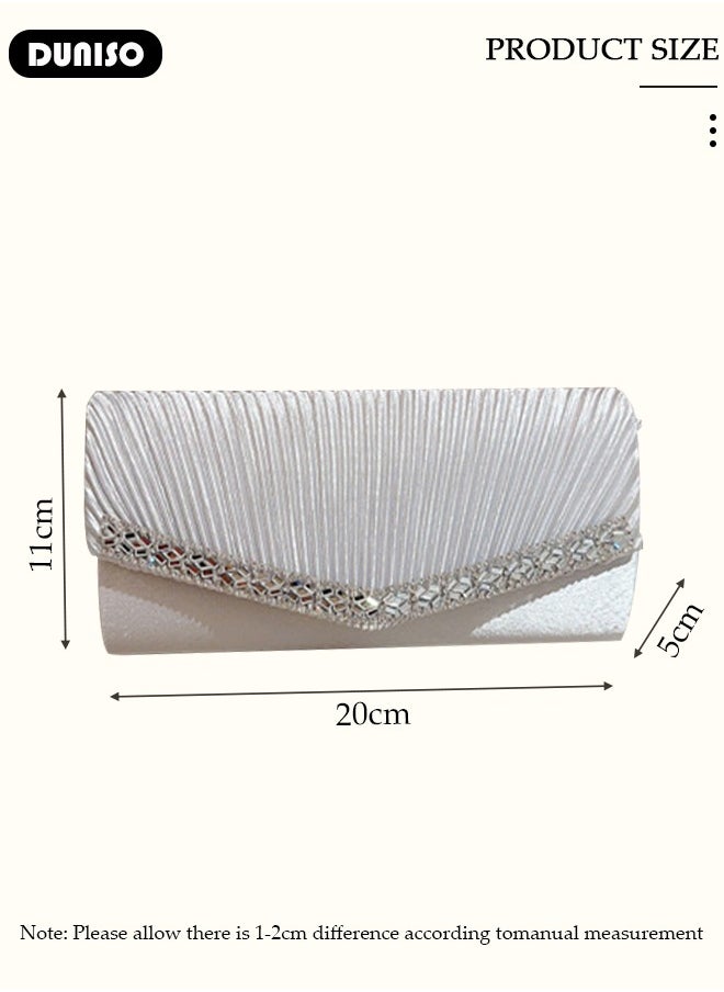 Womens Clutch Bag, Sparkly Evening Clutch Purse, Champagne Shoulder Bag with Removable Chain, Crossbody Envelope Bag for Formal Dress Bride Wedding Prom Party