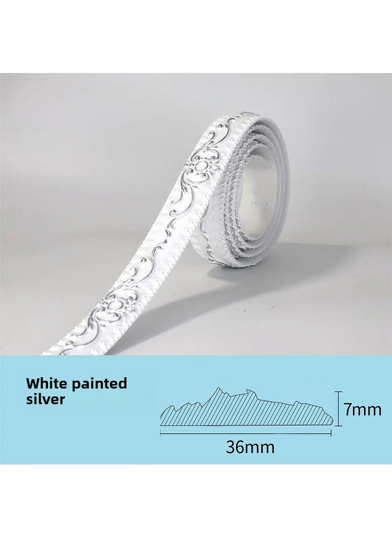 1 x 5 pcs 3.6cm PVC Mirror Frame Trim Self-Adhesive Sketch silver self-adhesive