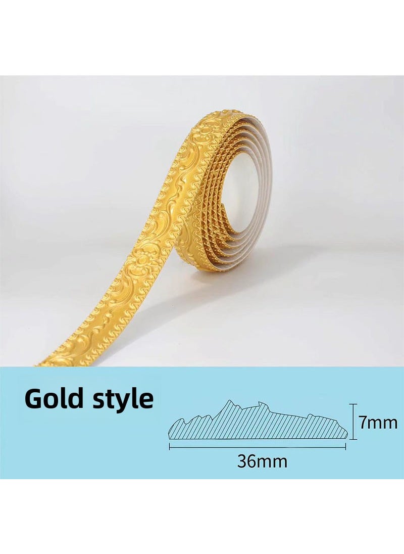 1 x 5 pcs 3.6cm PVC Mirror Frame Trim Self-Adhesive Golden self-adhesive