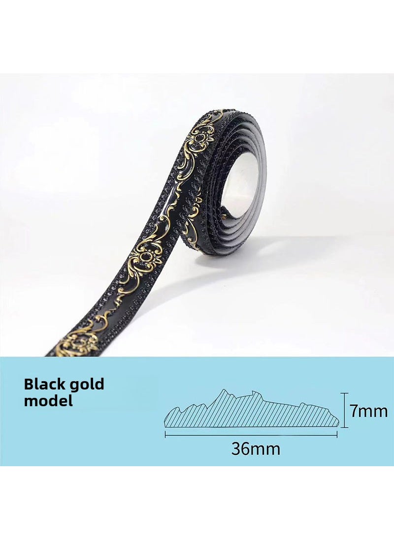 1 x 5 pcs 3.6cm PVC Mirror Frame Trim Self-Adhesive Black Gold self-adhesive