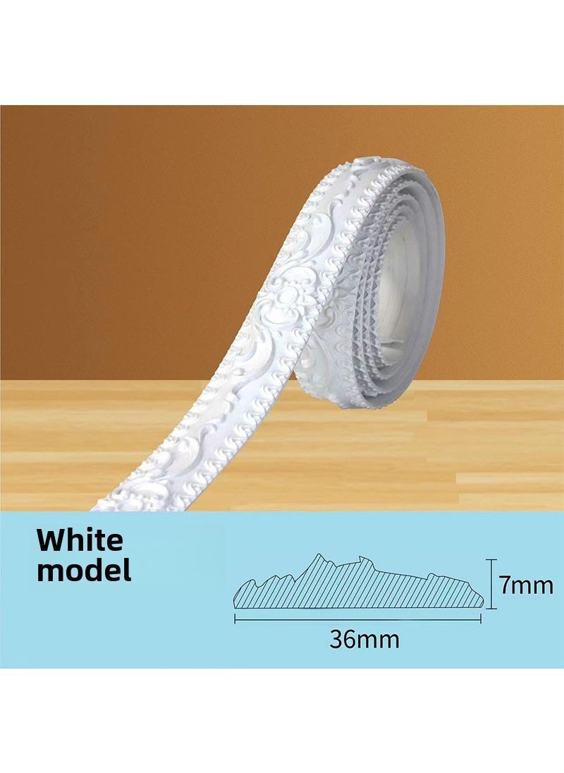 1 x 5 pcs 3.6cm PVC Mirror Frame Trim Self-Adhesive White self-adhesive