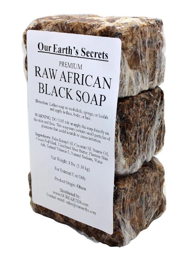 Our Earth's Secrets Premium Natural Raw African Black Soap, 3 Pound