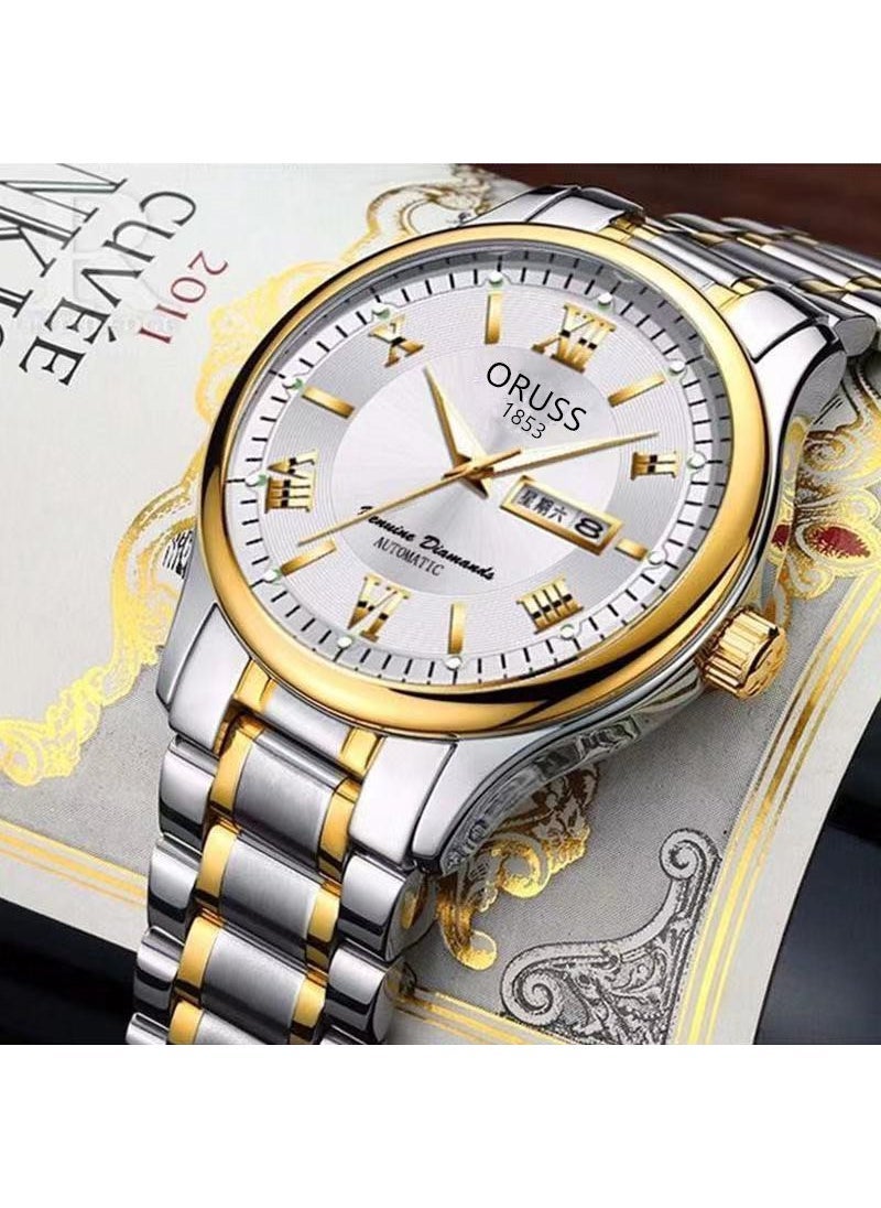 Waterproof Black European and American Watch Automatic Movement Watch Luminous Waterproof Calendar Watch Men's Korean-style Non-mechanical Watch