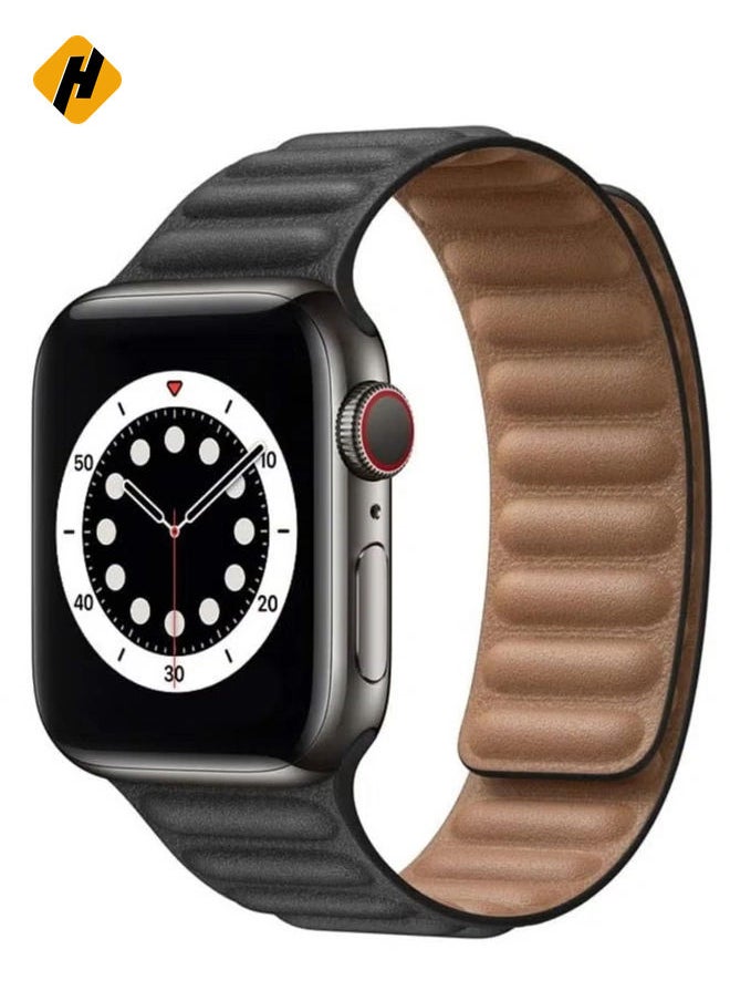 Compatible with Apple Watch Band 45mm,Genuine Leather Watch Strap Replacement for Apple Watch Series 7