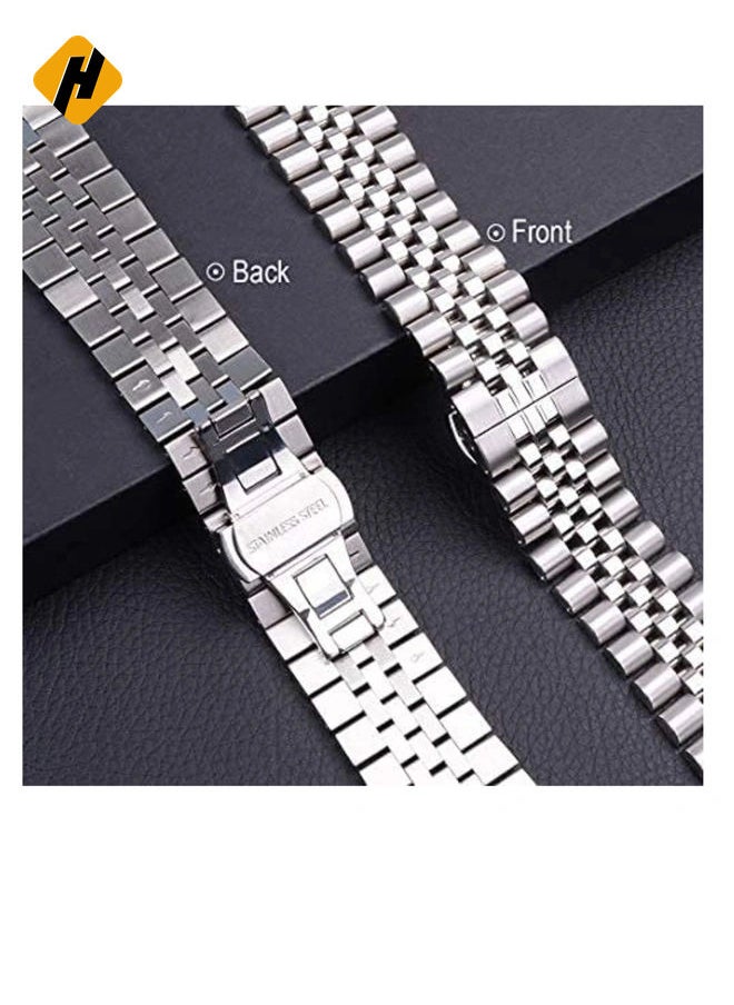 Compatible with Apple Watch Band 41mm 40mm 38mm, Stainless Steel Heavy Band with Butterfly Folding Clasp Link Bracelet for iWatch Series8/7/6 /SE Series 5/4/3/Men Women,Silver