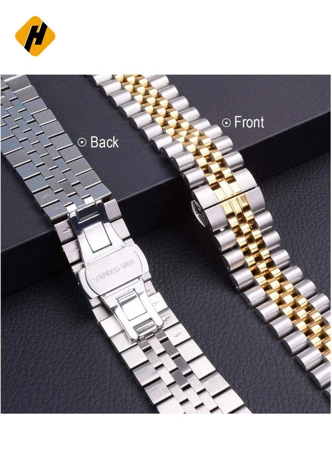 Compatible with Apple Watch Band 44mm 42mm 40mm 38mm Stainless Steel Heavy Band with Butterfly Folding Clasp Link Bracelet