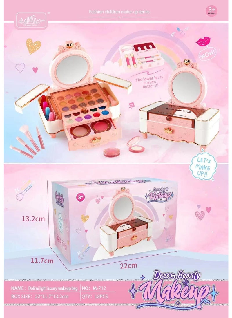 Kids Washable Makeup Toy Set for Princess Roleplay M712 Beauty Dresser