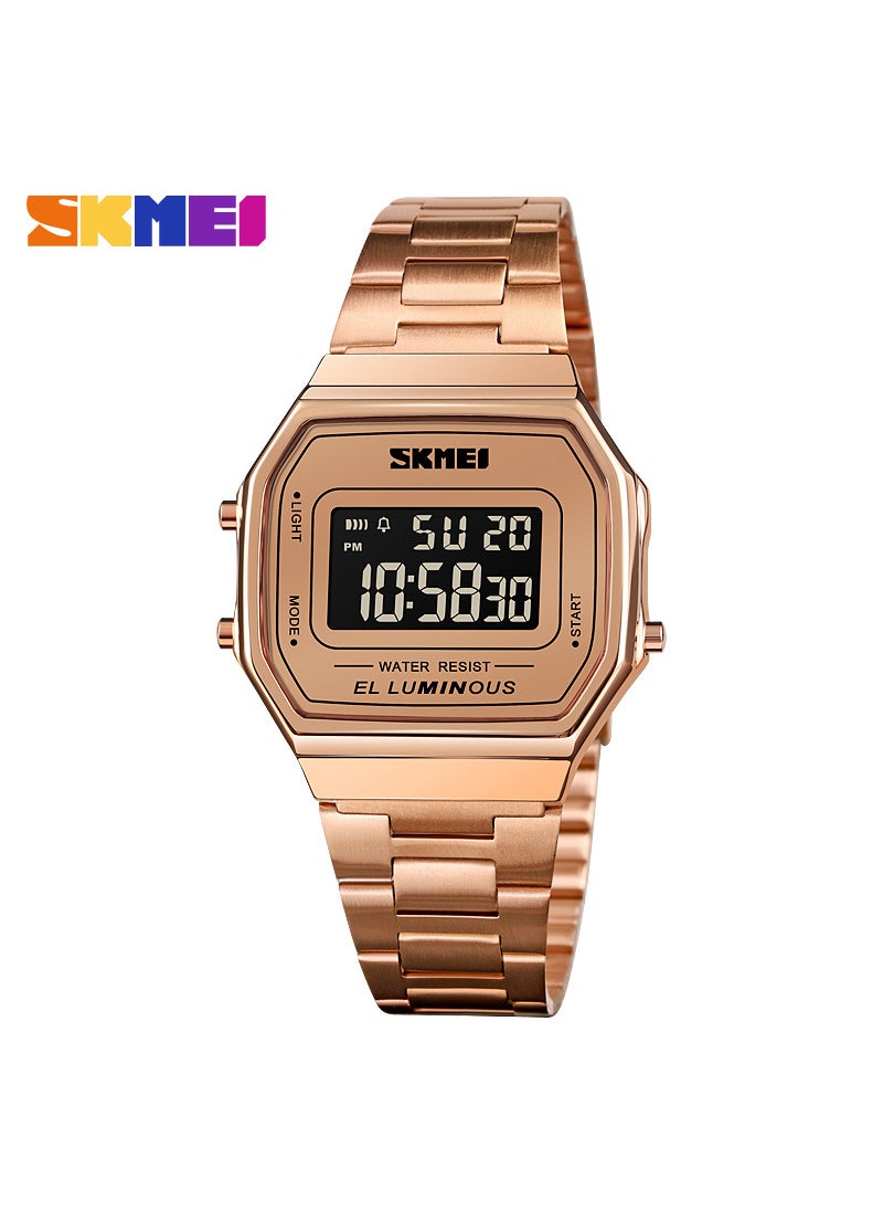 Trendy SKMEI Hip Hop Metal Wristwatch Rose Gold