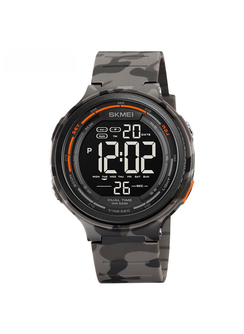 SKMEI Multifunctional Digital Watch Alarm Stopwatch Water Resistant Gray camouflage