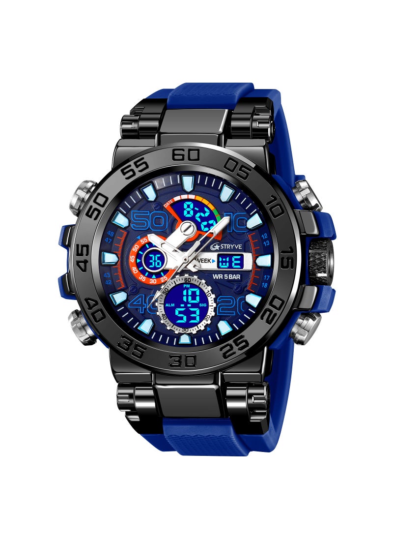 A generation of STRYVE S8030 new sports series luminous electronic 5 degree waterproof mens watch royal blue