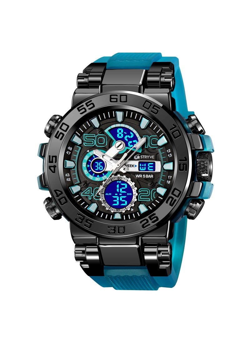 A generation of STRYVE S8030 new sports series luminous electronic 5 degree waterproof mens watch lake blue