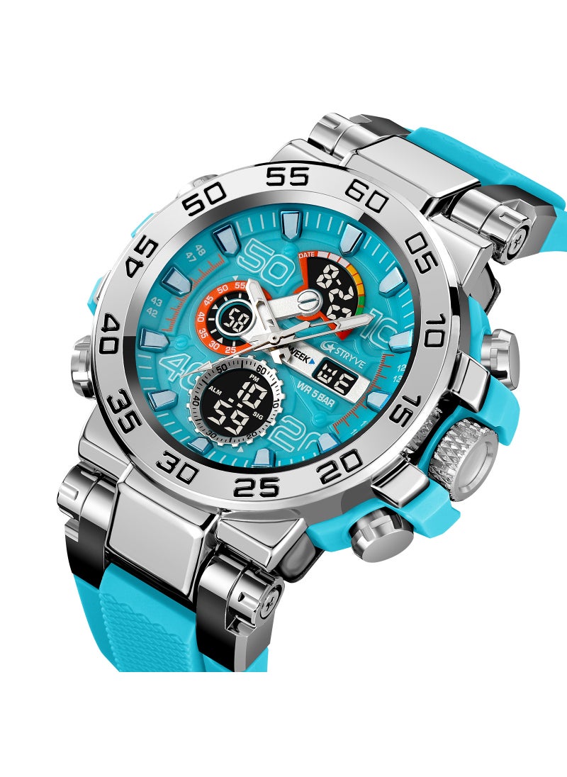 A generation of STRYVE S8030 new sports series luminous electronic 5 degree waterproof mens watch light blue