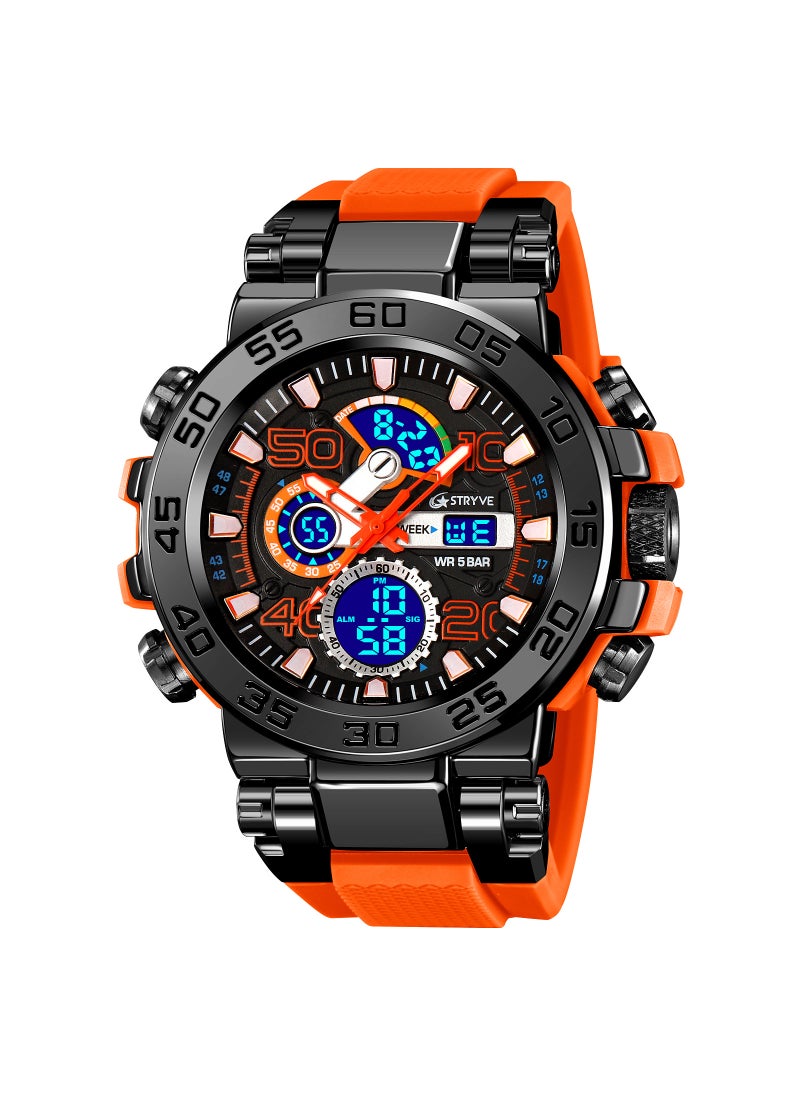 A generation of STRYVE S8030 new sports series luminous electronic 5 degree waterproof mens watch orange red