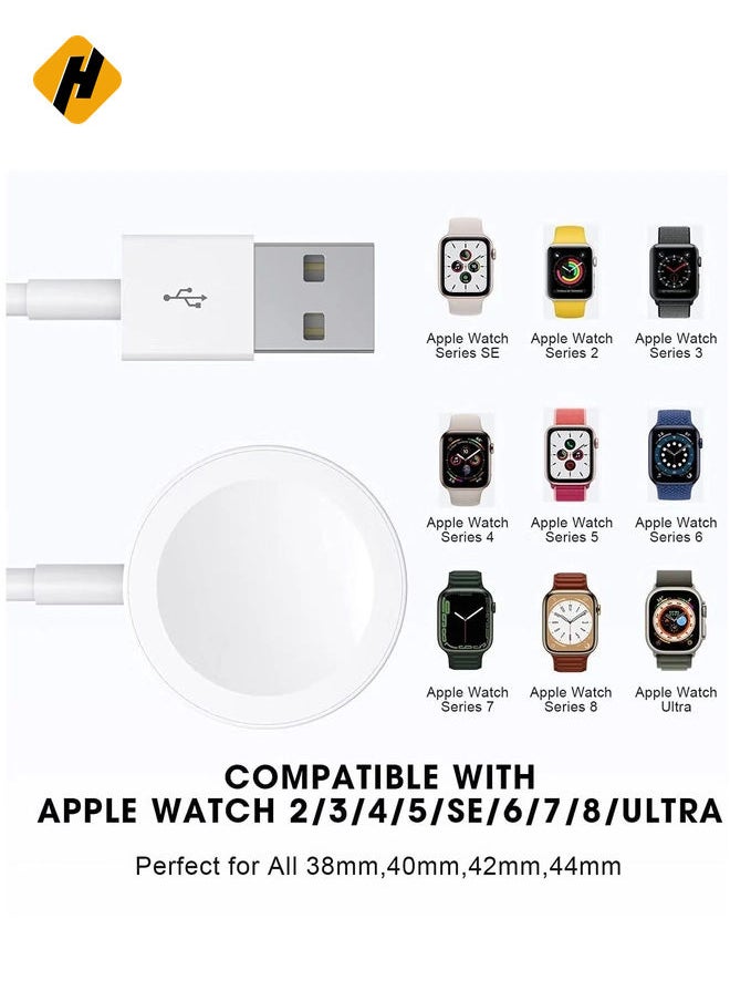 𝟐𝟎𝟐𝟐 𝐔𝐩𝐠𝐫𝐚𝐝𝐞𝐝 for Apple Watch Charger Magnetic Fast Charging Cable [Portable] Magnetic Wireless Charging Compatible with Apple Watch Series Ultra/8/7/6/SE/SE2/5/4/3/2/1-[3.3ft/1M] White