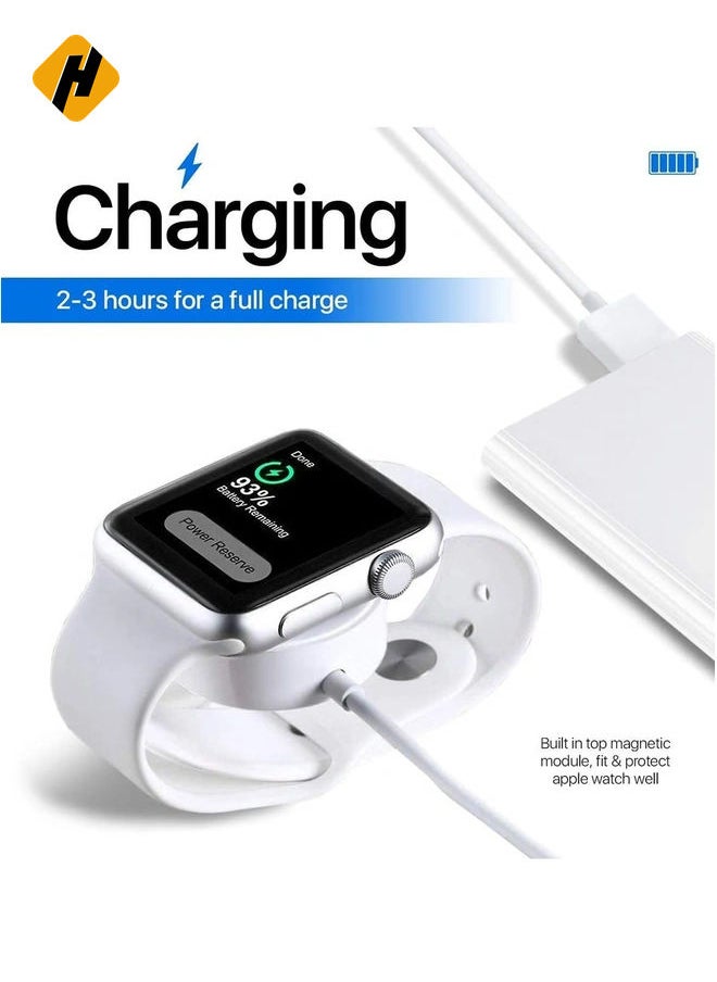 Portable Smart USB Watch Charger Cable Magnetic Wireless Charging Dock For Apple iWatch (Series 7/6/5/4/3/2) Apple watch For iPhone - White