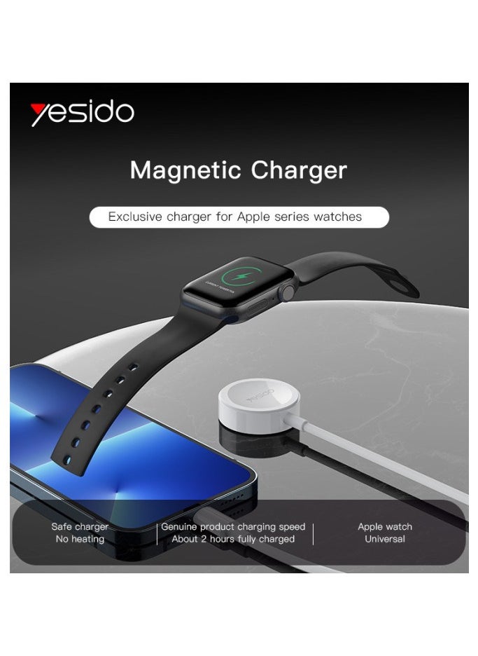 Yesido CA113 2-in-1 Magnetic Wireless Charger Data Cable – 1M Type-C to Lightning & Watch, Universal Charging for Smartphones, Tablets, Laptops & Smartwatches – Durable PC + ABS Material, 2W Output