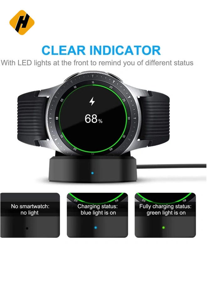 Charger for Samsung Galaxy Watch 42mm 46mm, Wireless Fast Charger Dock for Samsung Galaxy Smart Watch gear S3 Portable Charging Cradle Dock Charger stand with USB Cable(Black)