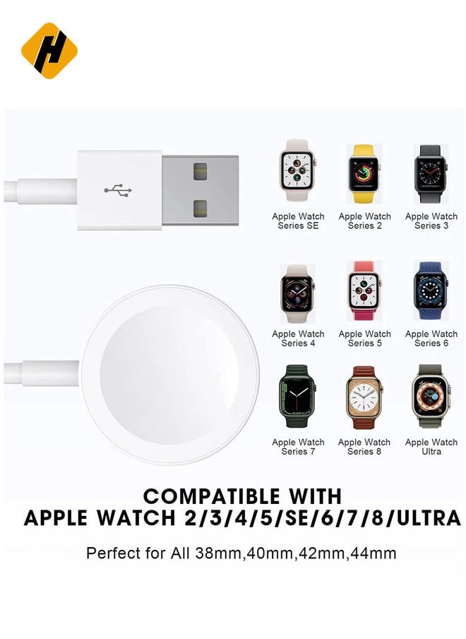 𝟐𝟎𝟐𝟐 𝐔𝐩𝐠𝐫𝐚𝐝𝐞𝐝 for Apple Watch Charger Magnetic Fast Charging Cable [Portable] Magnetic Wireless Charging Compatible with Apple Watch Series Ultra/8/7/6/SE/SE2/5/4/3/2/1-[3.3ft/1M] White