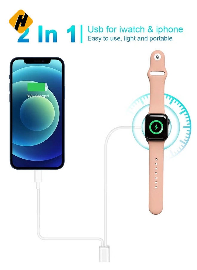 Compatible with Apple Watch Charging Cable Series 7 / 6 / SE / 5 / 4 / 3 / 2 / 1 All Series, Just Place it on and Charge, Convenient to Carry