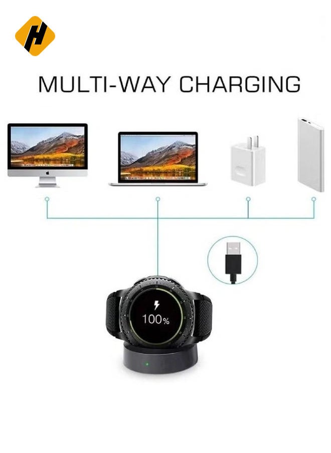 Charger for Samsung Galaxy Watch 42mm 46mm, Wireless Fast Charger Dock for Samsung Galaxy Smart Watch gear S3 Portable Charging Cradle Dock Charger stand with USB Cable