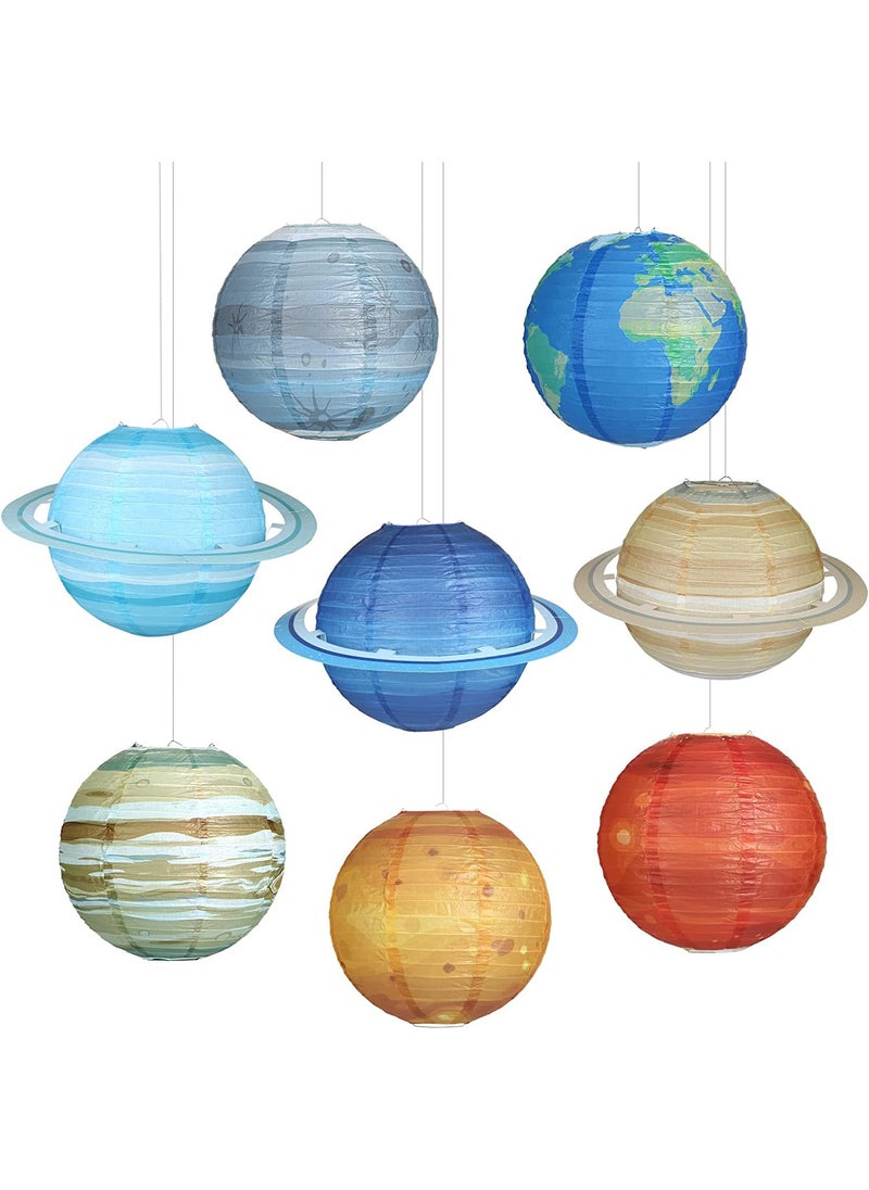 1 x 5 pcs Cartoon Space Lanterns for Kids Parties Planet paper lantern set of 8