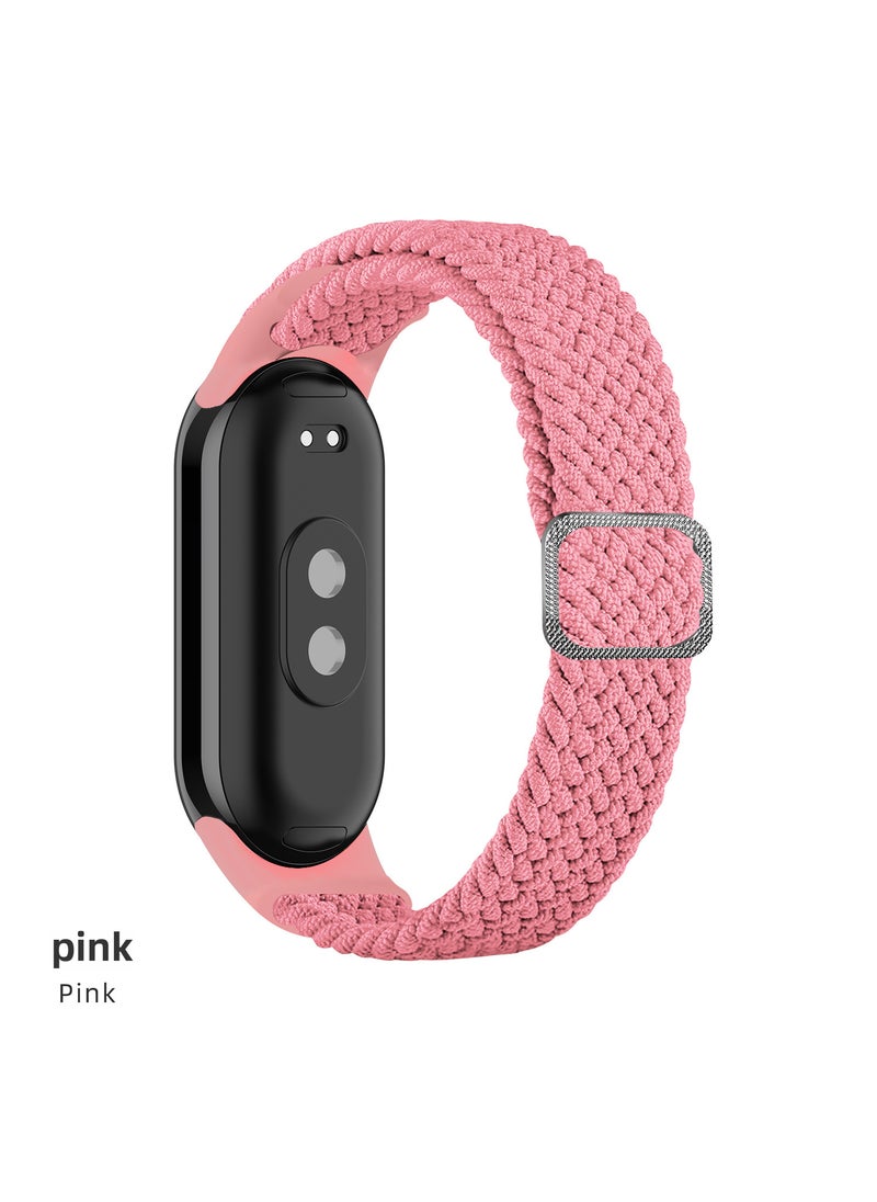 1 x 5 pcs Adjustable Nylon Weave Strap for Mi Band 9 8# Pink