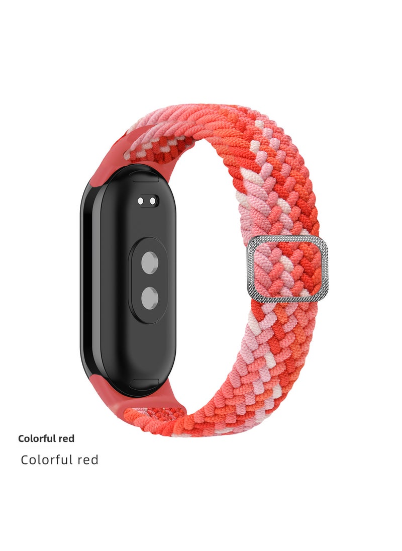 1 x 5 pcs Adjustable Nylon Weave Strap for Mi Band 9 18# colorful red