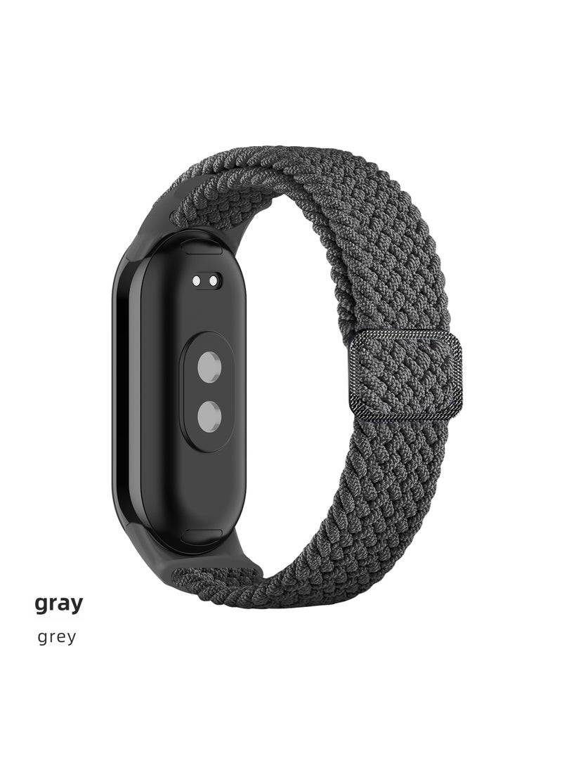 1 x 5 pcs Adjustable Nylon Weave Strap for Mi Band 9 4# Gray