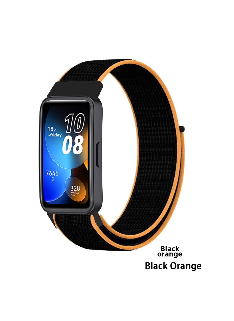 1 x 5 pcs Nylon Loop Band Magic Strap for Huawei Band 9 16# Black Orange