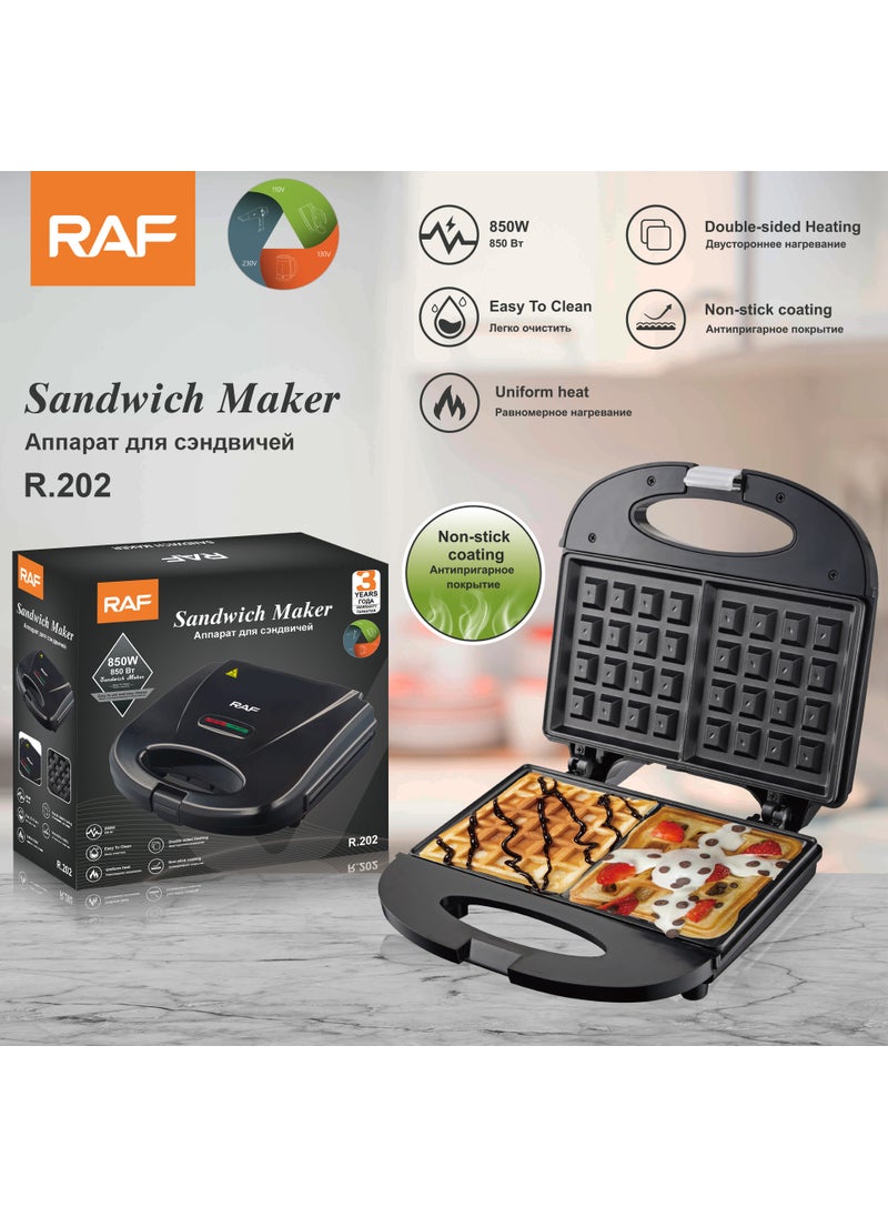 1 x 5 pcs Multi-Functional Waffle Breakfast Machine Black -202 Waffle