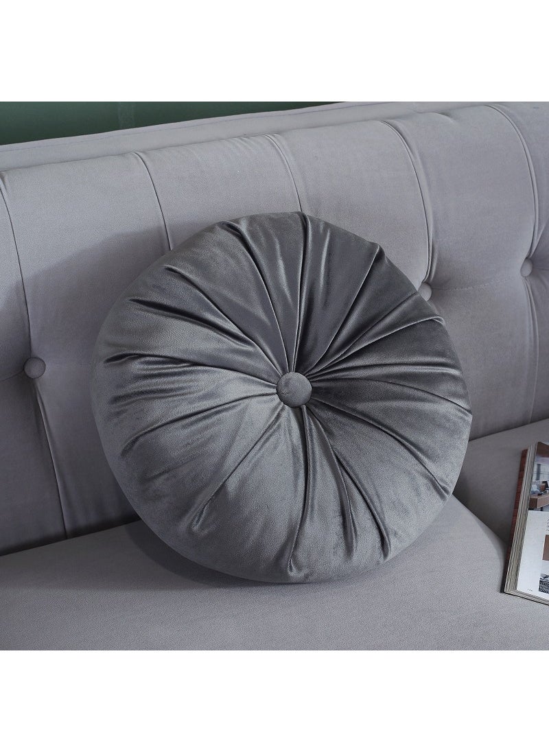 Round Pumpkin Pillow Velvet Cushion Gray-Pumpkin Pillow