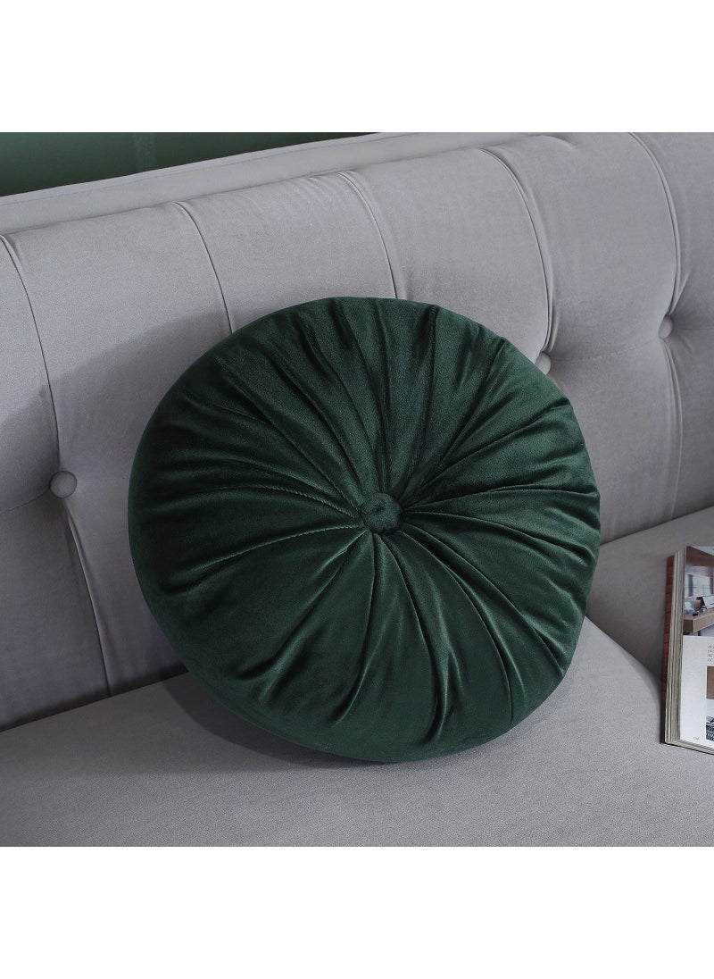 Round Pumpkin Pillow Velvet Cushion Dark green-pumpkin pillow