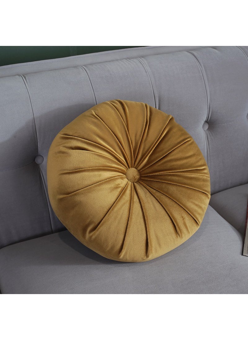 Round Pumpkin Pillow Velvet Cushion Turmeric-Pumpkin Pillow