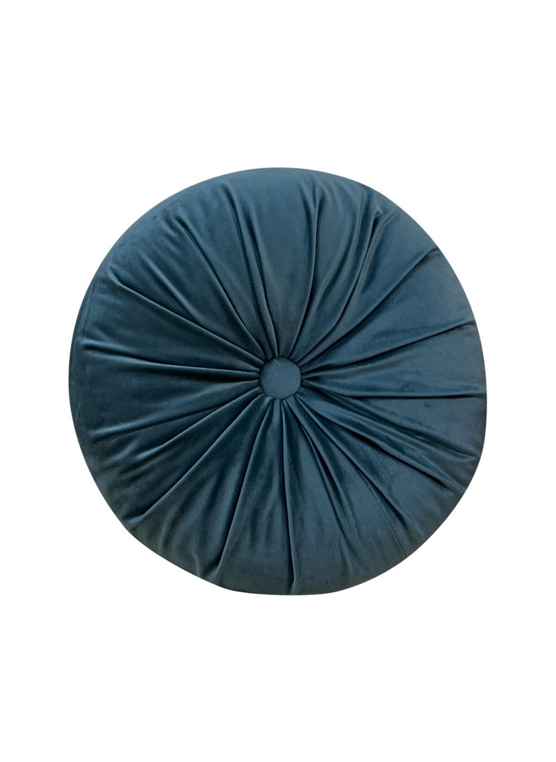 Round Pumpkin Pillow Velvet Cushion Peacock Blue-Pumpkin Pillow