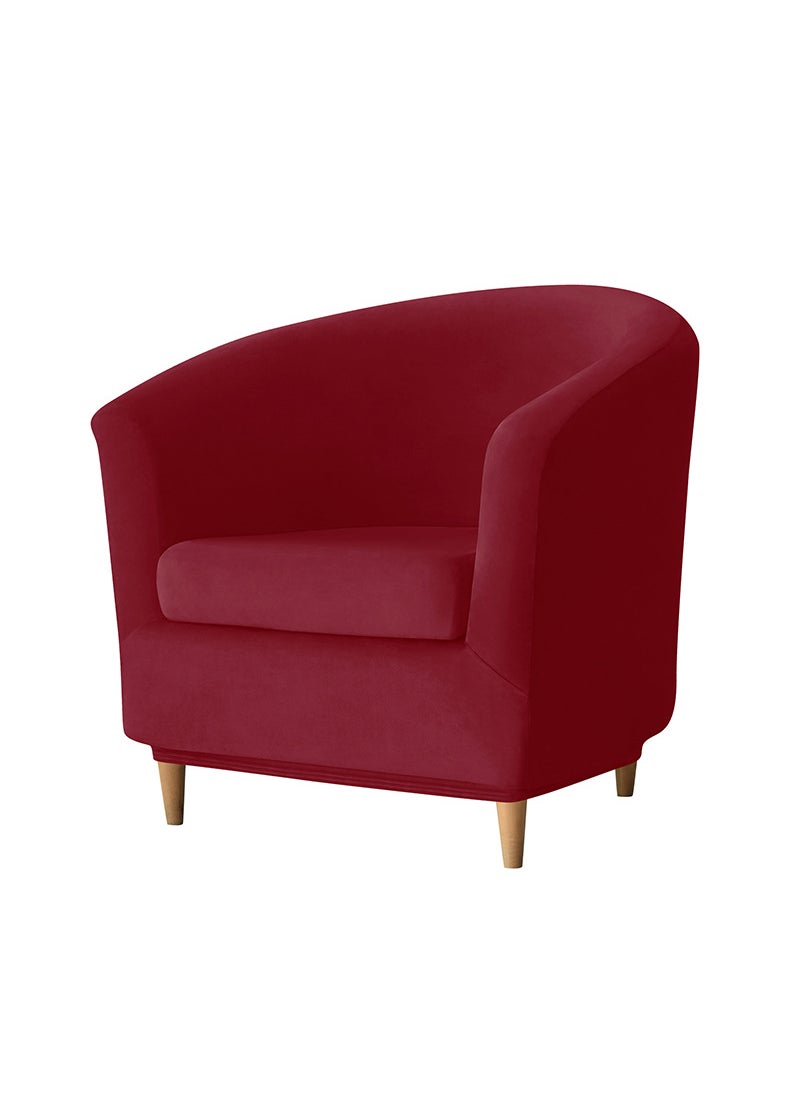 Velvet Club Sofa Cover Set with Cushion Round Dustproof 21 wine red