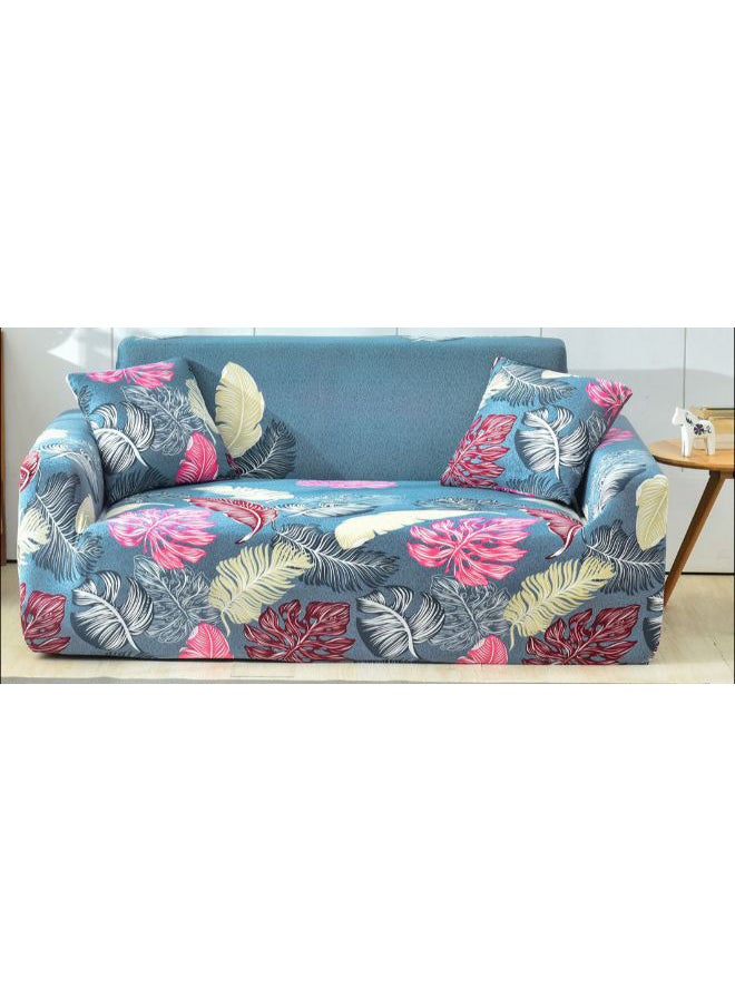 Modern Feather Printed Sofa Slipcover Blue/Beige/Pink