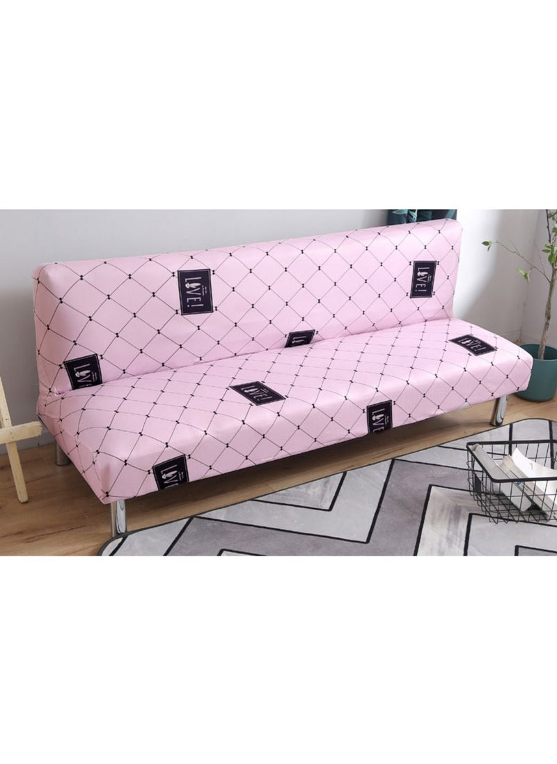 Simple Style Sweet Letter Print Stretchable Sofa Slipcover Pink/Black 160-185cm