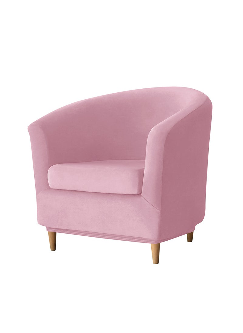 Velvet Club Sofa Cover Set with Cushion Round Dustproof 17 is pink.