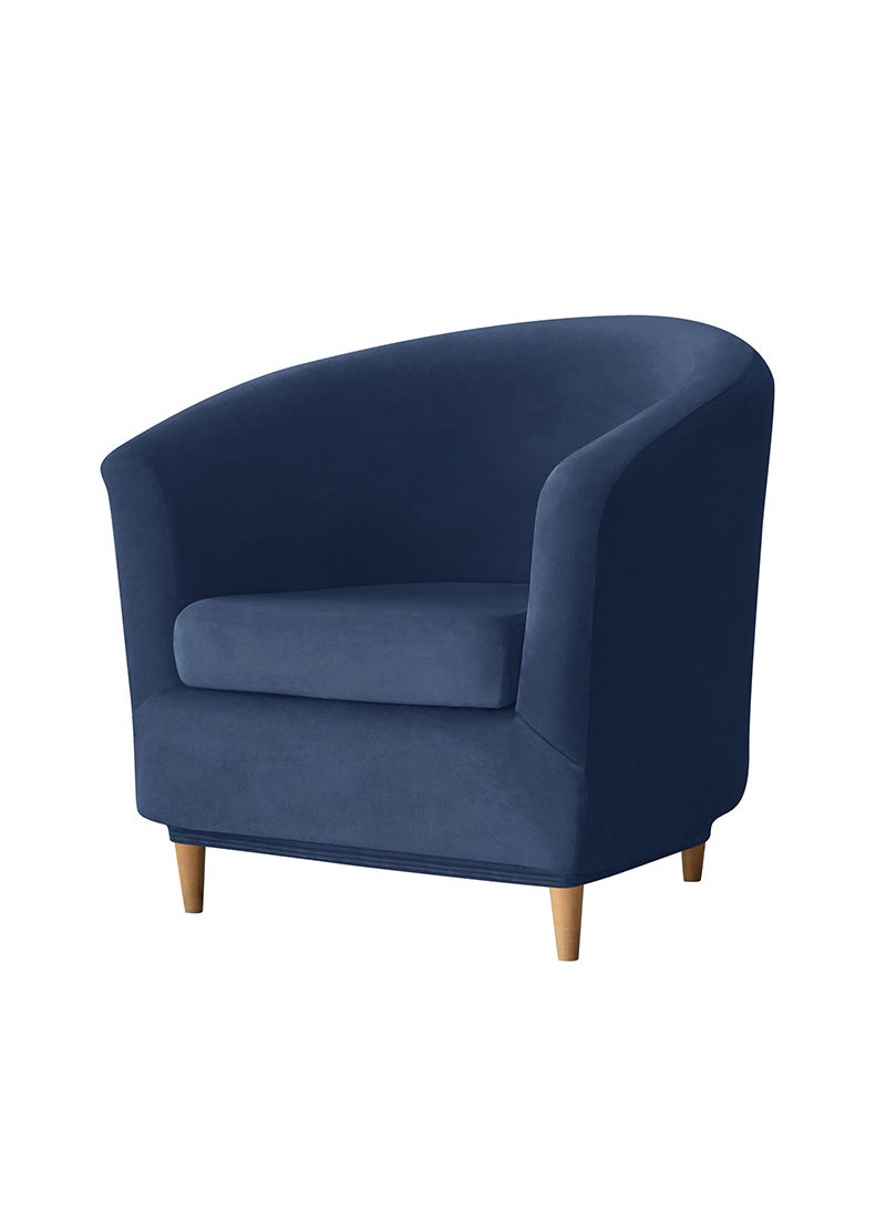 Velvet Club Sofa Cover Set with Cushion Round Dustproof 12# navy blue