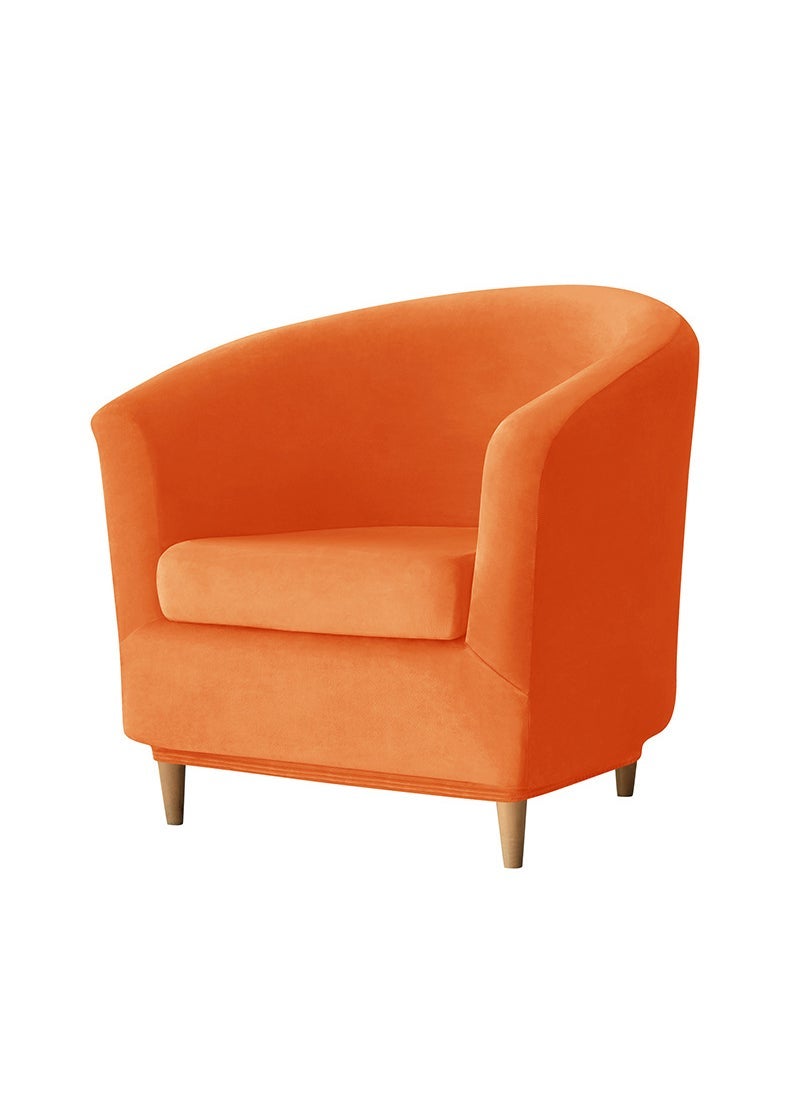 Velvet Club Sofa Cover Set with Cushion Round Dustproof 19# Orange