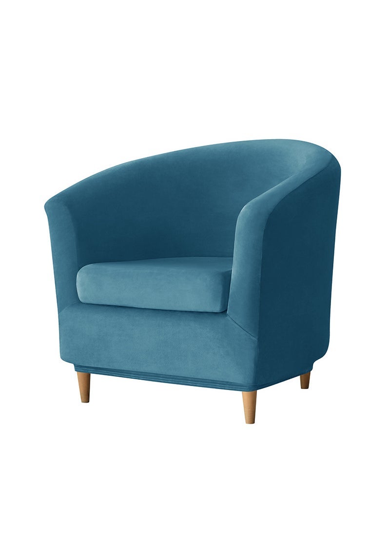 Velvet Club Sofa Cover Set with Cushion Round Dustproof 27# peacock blue