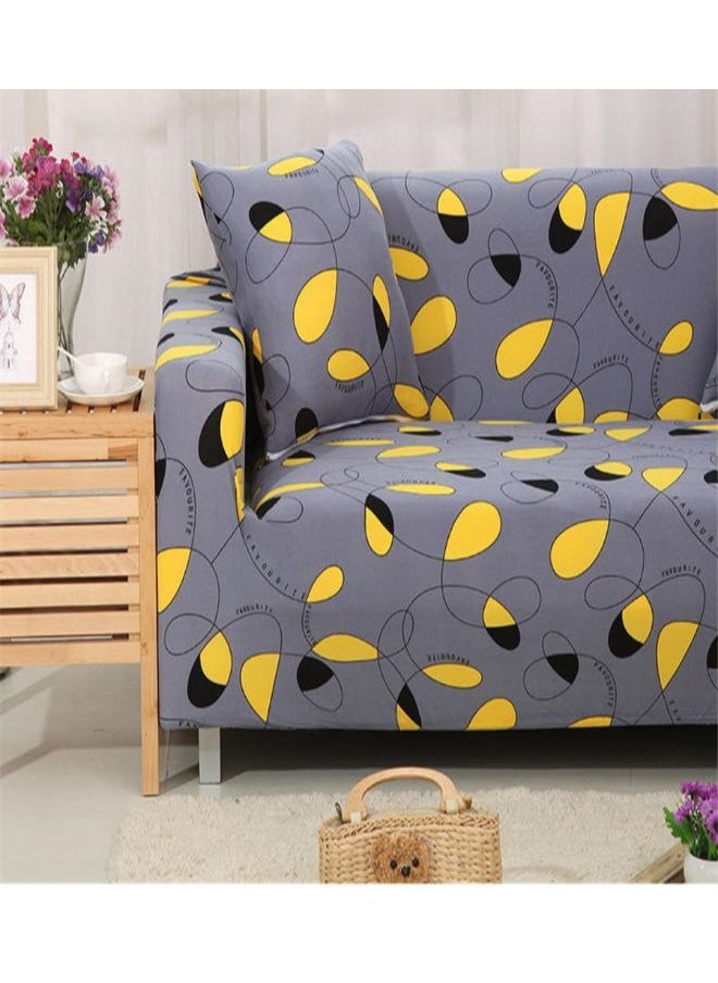 Comfortable Colour Block Sofa Slipcover Grey/Yellow/Black