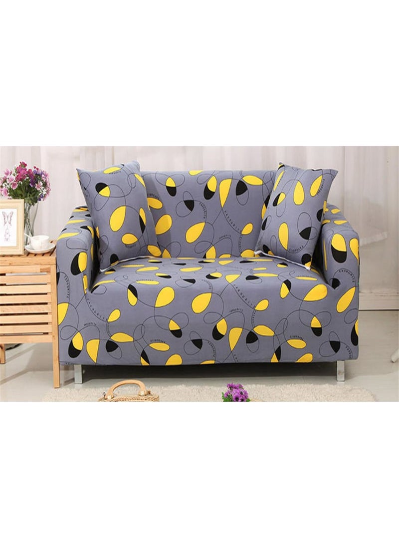 Comfortable Colour Block Sofa Slipcover Grey/Yellow/Black