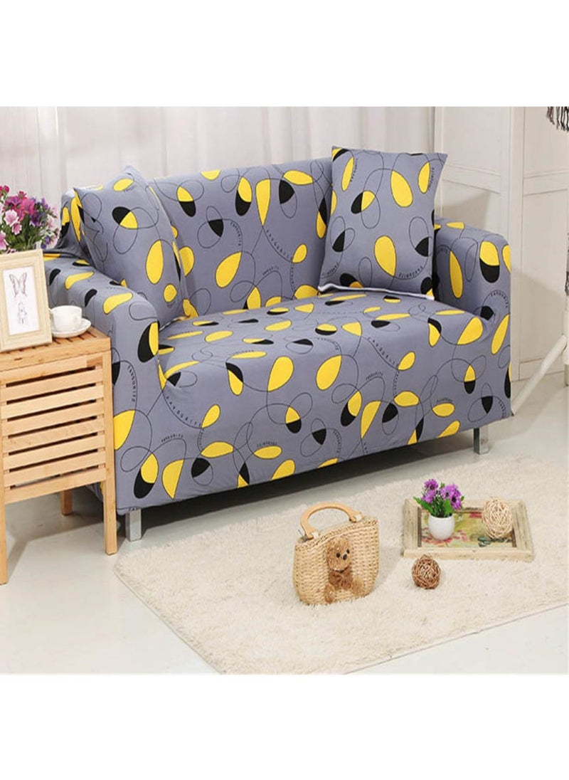 Comfortable Colour Block Sofa Slipcover Grey/Yellow/Black